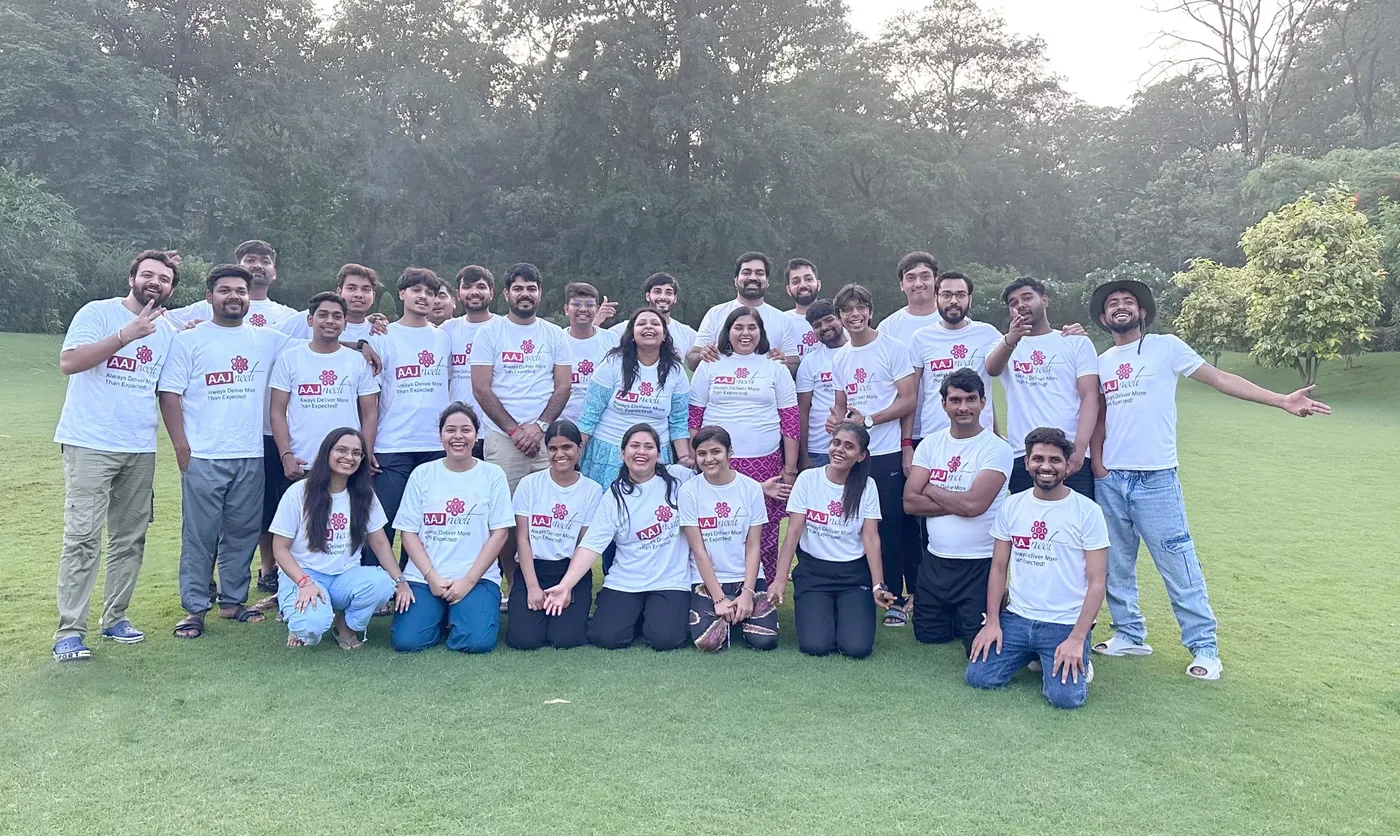 The AAJneeti Connect team at work in the Noida office